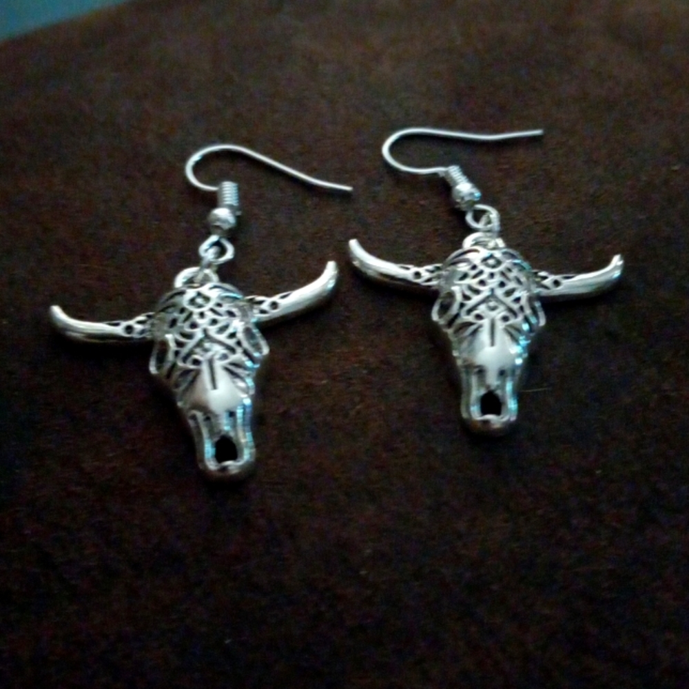 Bull skull earrings